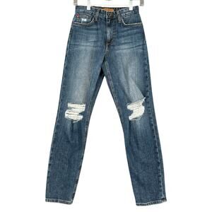 Joe's The Debbie Blue Distressed High Rise Straight‎ Leg Ankle Jeans Size 24